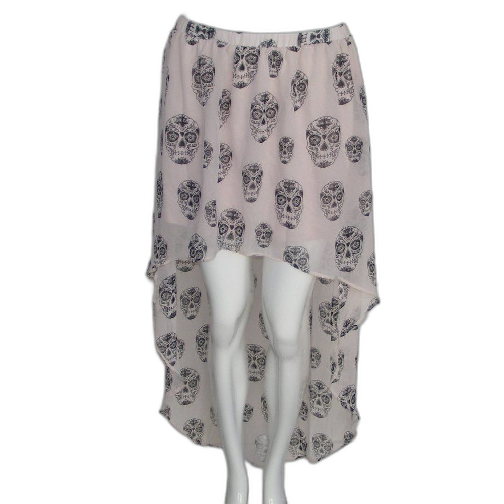 DIVIDED/H&M Skirt, 12, Walk-Thru Asymmetrical, Sugar Skull, Off-White